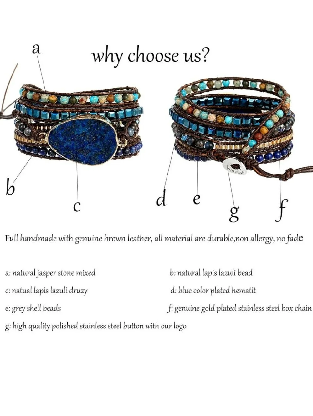 Blue Lapis-Style Multi-Strand Beaded Wrap Bracelet